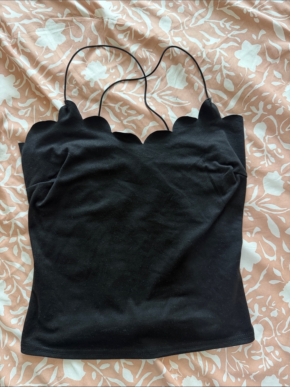 Black Scalloped-Edge Spaghetti Strap Camisole